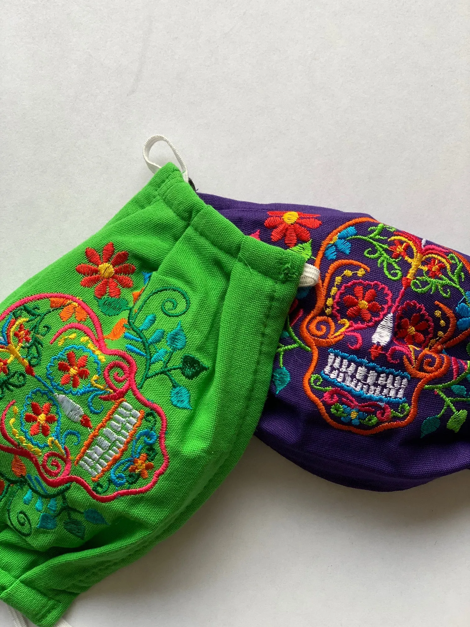 Sugar Skull Embroidered Face Mask.