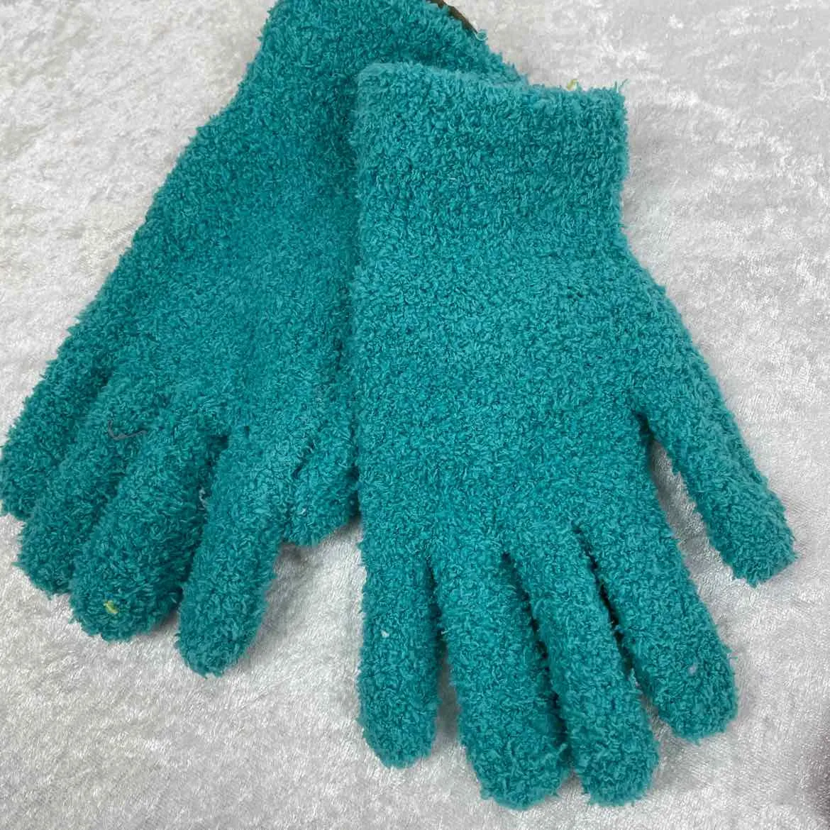 Teal Plush Gloves