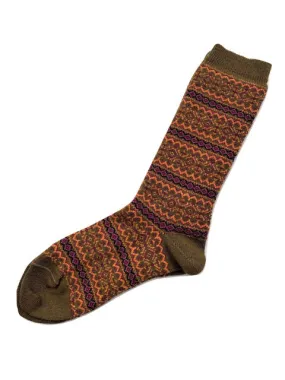 Tey-Art Alhambra Striped Alpaca Socks- Olive