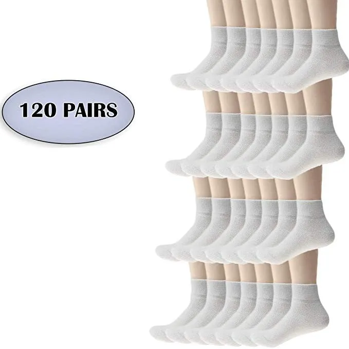 Wholesale Socks Men's Ankle Cut Athletic Size 10-13 in White - Bulk Case of 120 Pairs