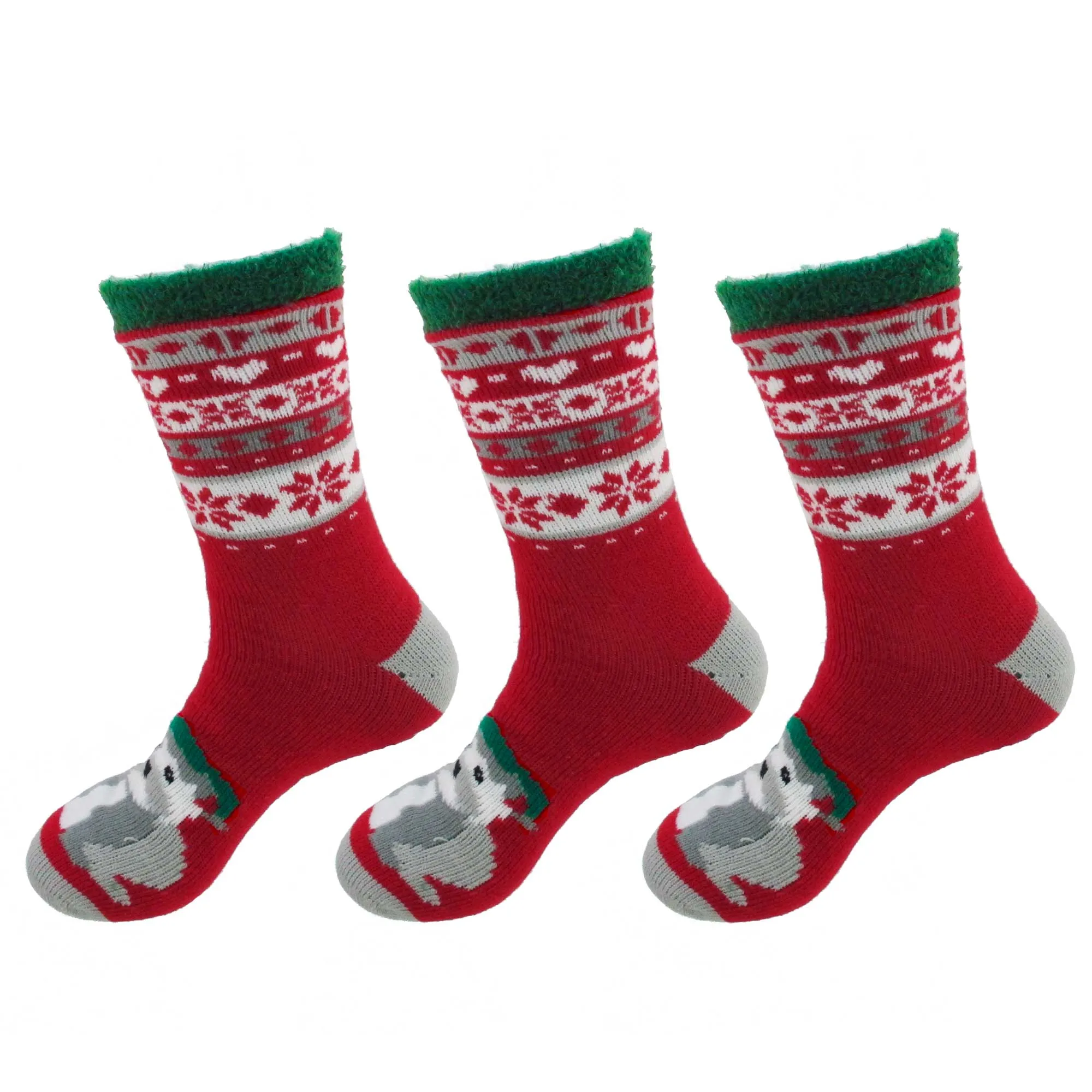 Women's Double Layer Christmas Cozy Fuzzy Cabin Animal Socks