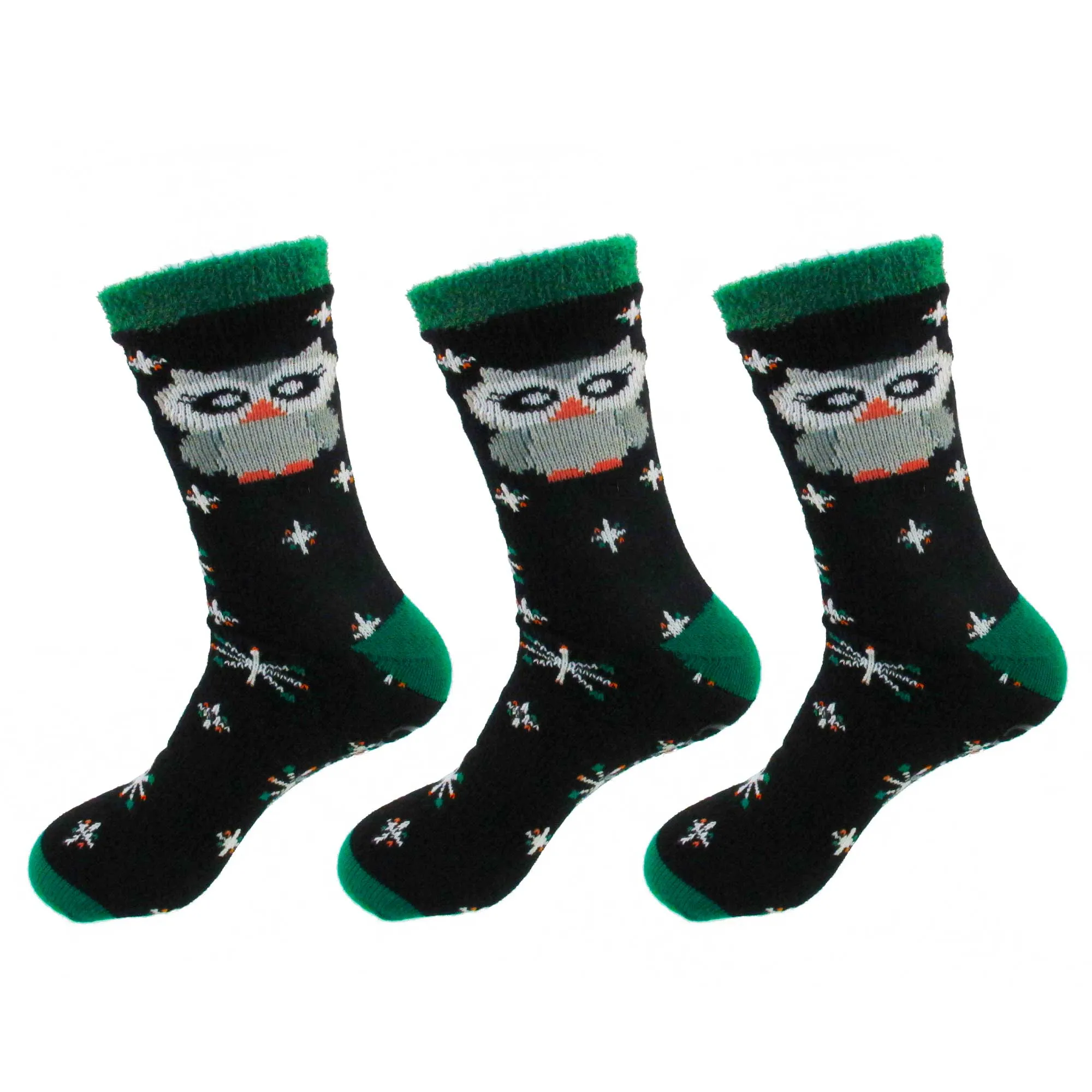 Women's Double Layer Christmas Cozy Fuzzy Cabin Animal Socks