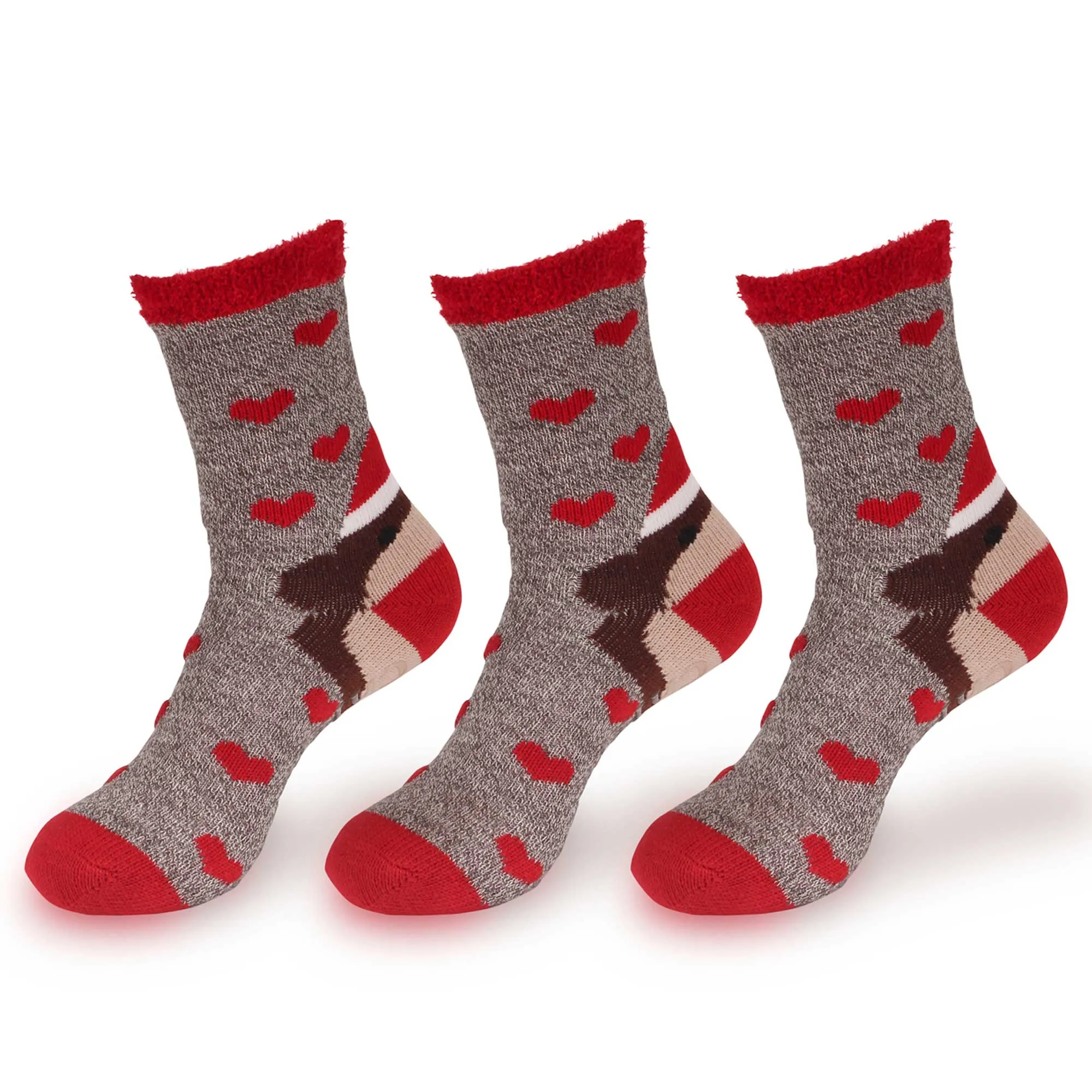 Women's Double Layer Christmas Cozy Fuzzy Cabin Animal Socks