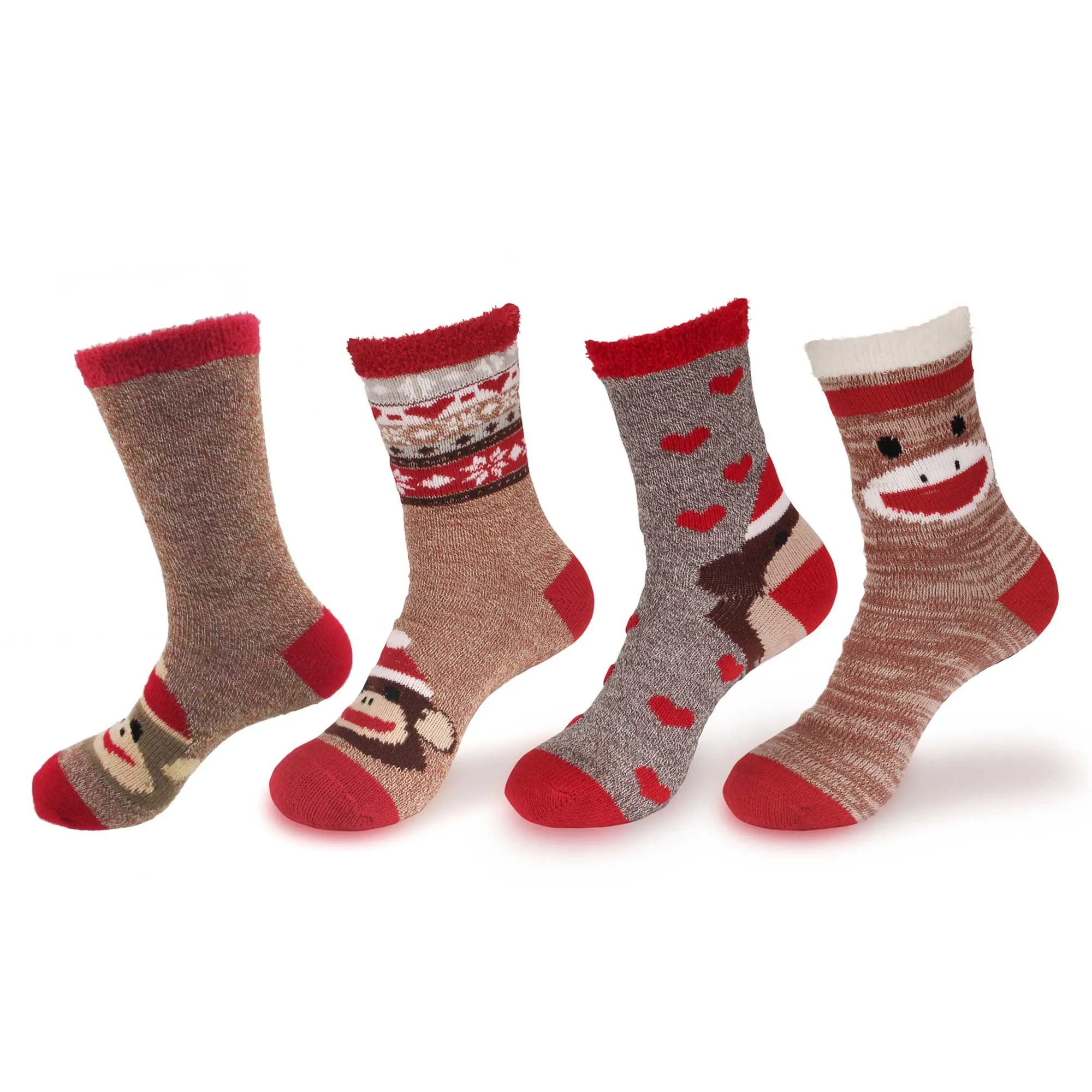 Women's Double Layer Christmas Cozy Fuzzy Cabin Animal Socks