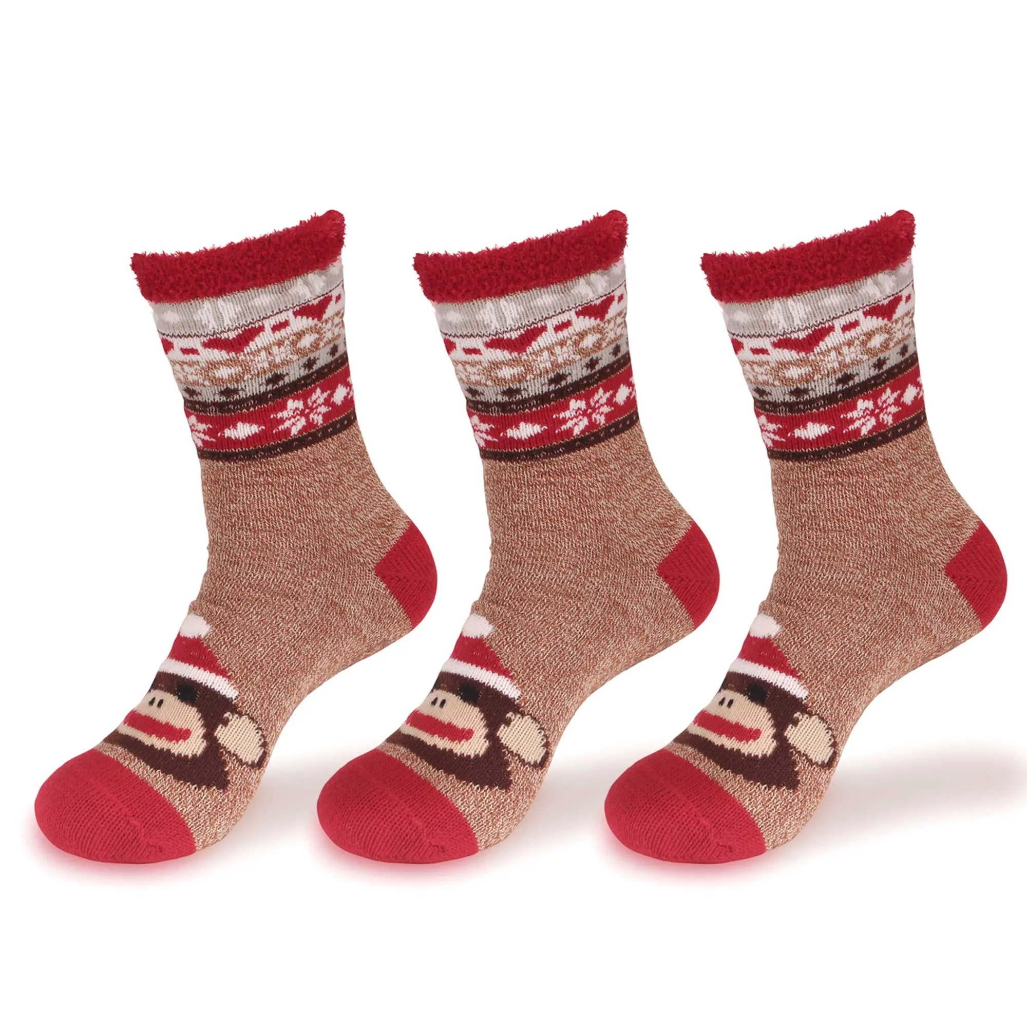 Women's Double Layer Christmas Cozy Fuzzy Cabin Animal Socks