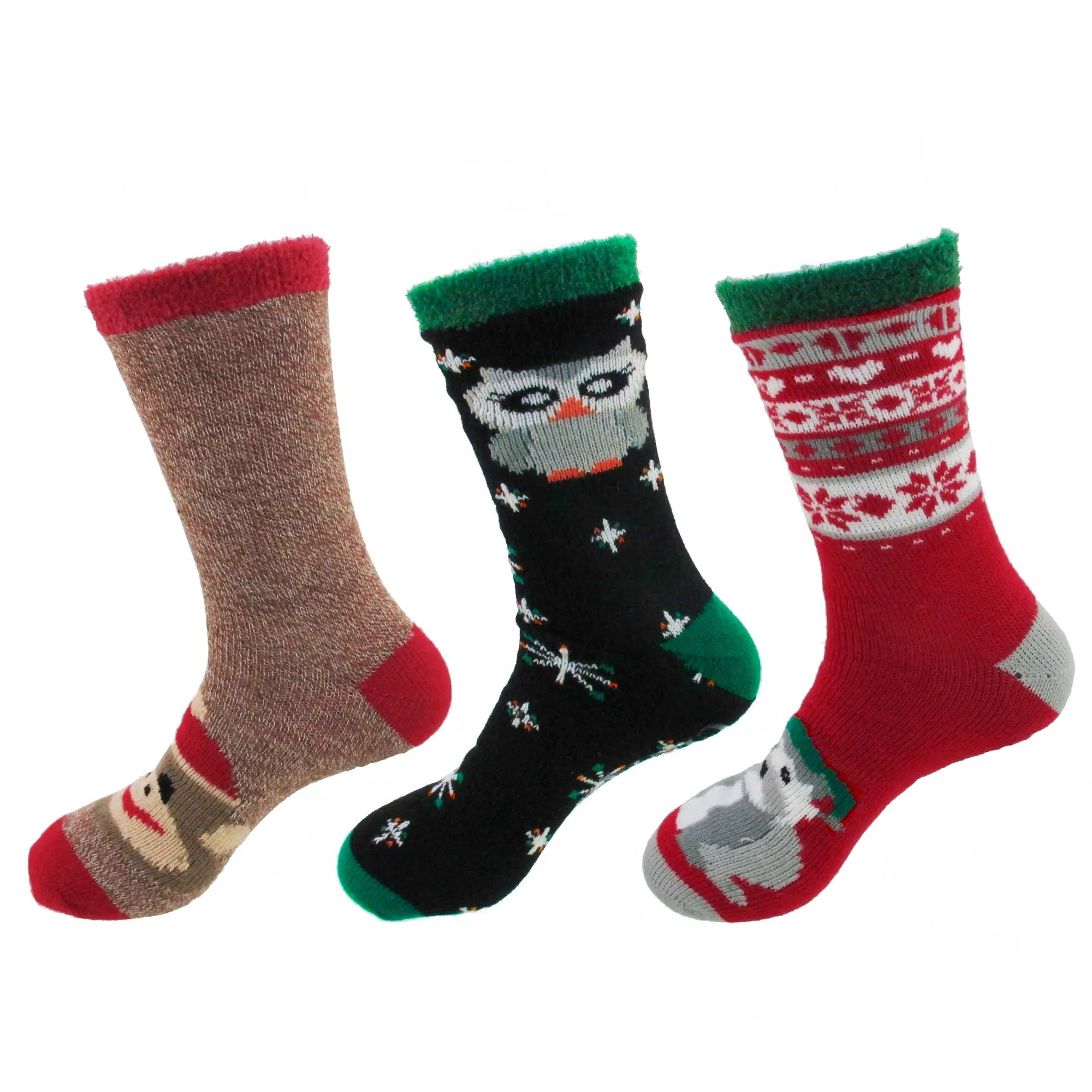 Women's Double Layer Christmas Cozy Fuzzy Cabin Animal Socks