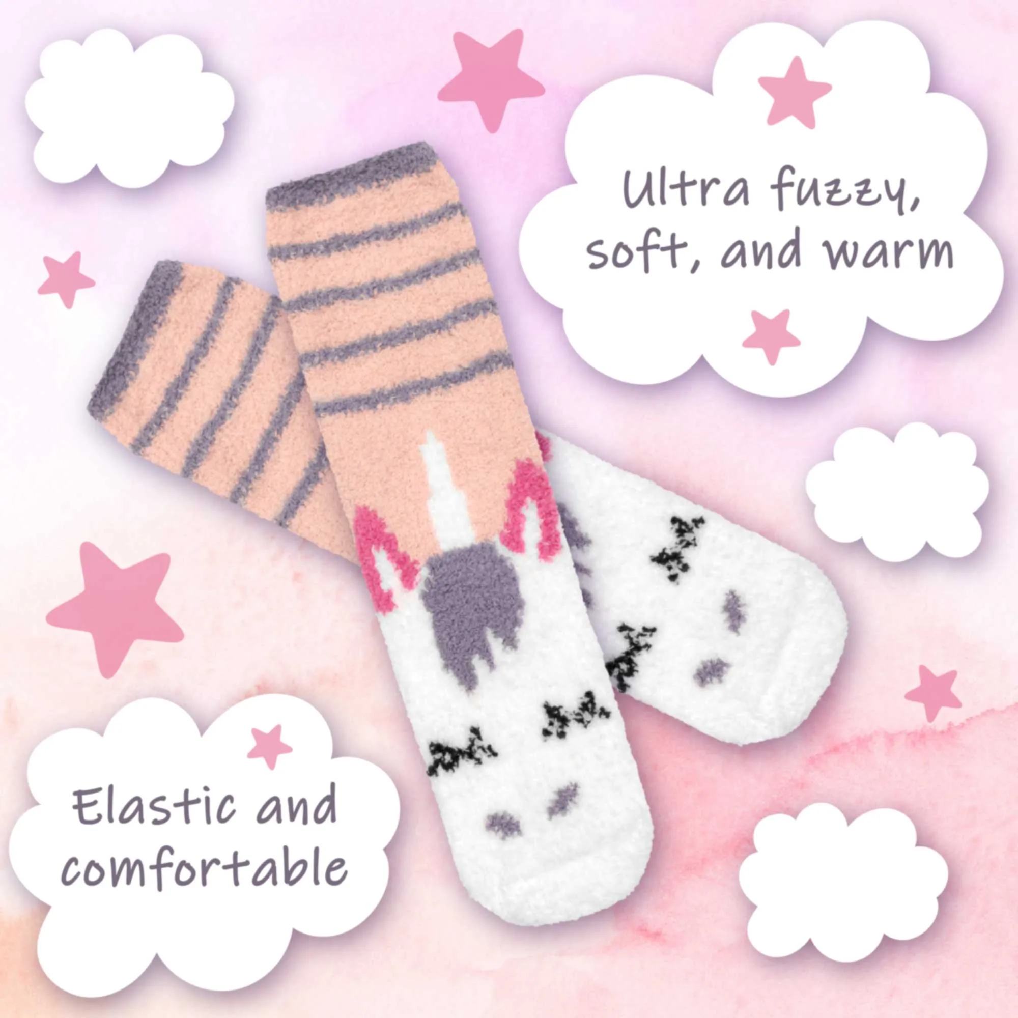 Women's Soft Warm Fuzzy Furry Cozy Unicorn Series Crew Socks, Assortments