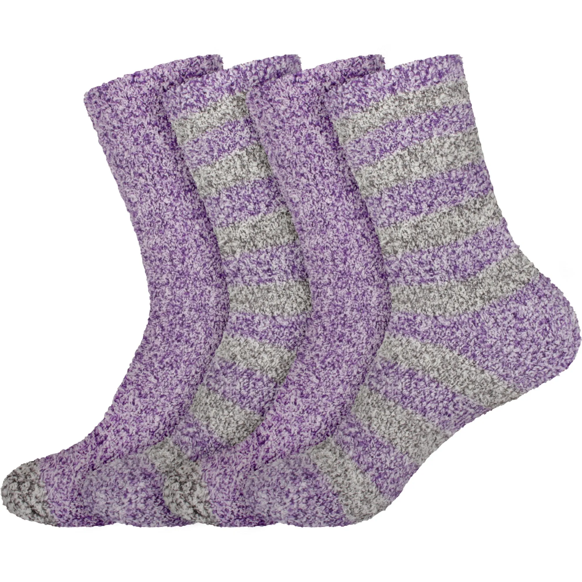 Women's Solid/Striped Two-Tone Fuzzy Socks