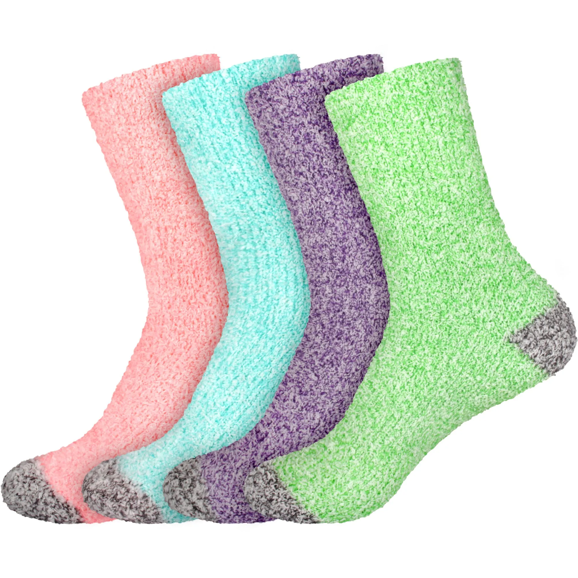 Women's Solid/Striped Two-Tone Fuzzy Socks