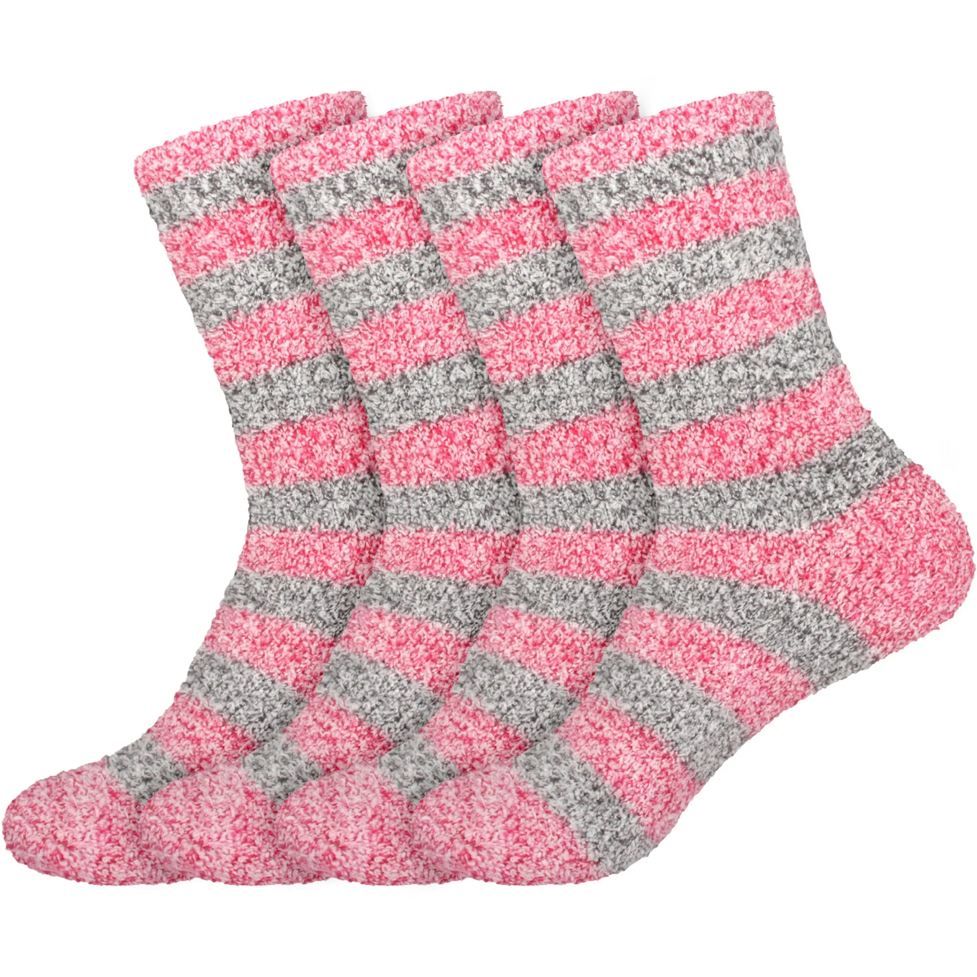 Women's Solid/Striped Two-Tone Fuzzy Socks