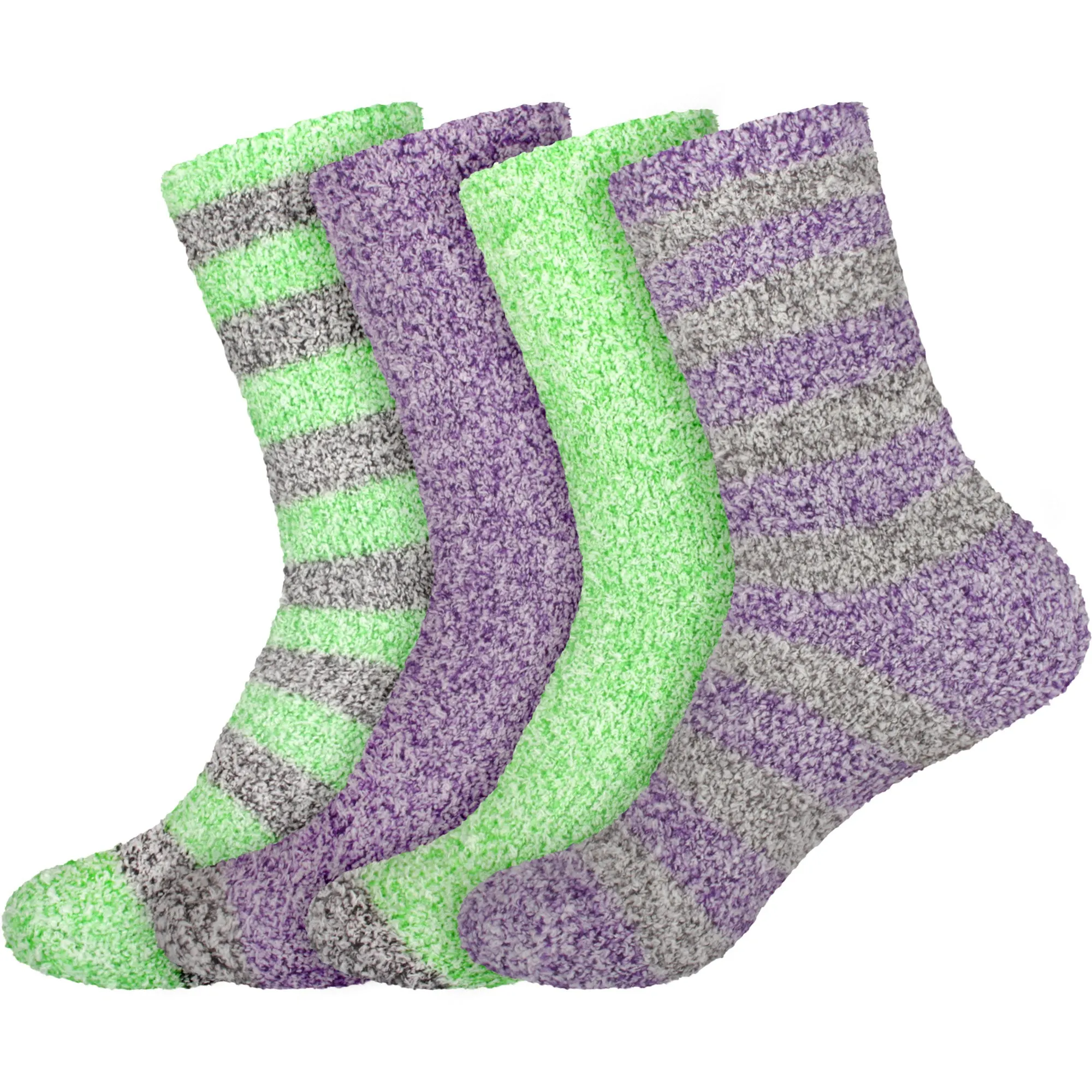 Women's Solid/Striped Two-Tone Fuzzy Socks