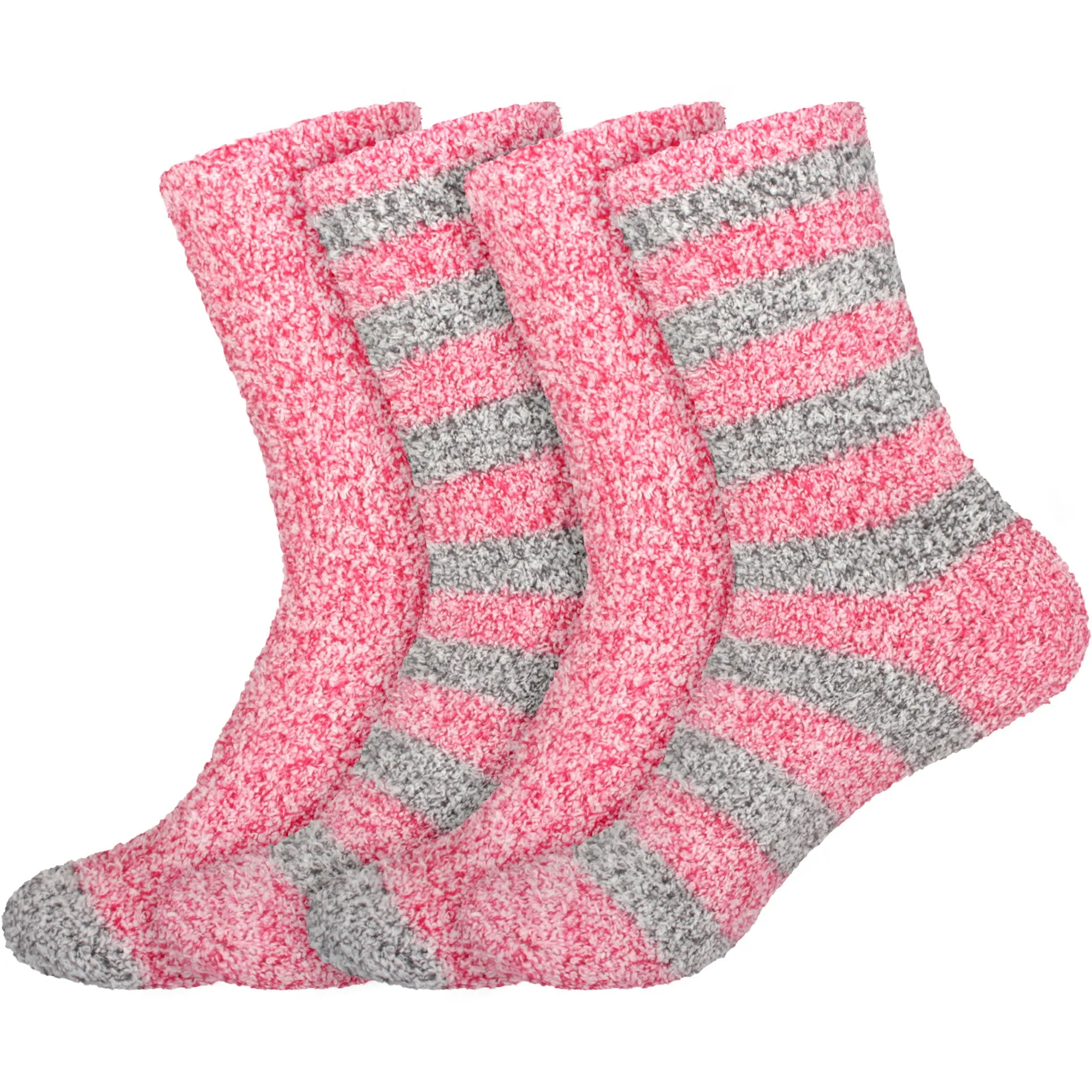 Women's Solid/Striped Two-Tone Fuzzy Socks