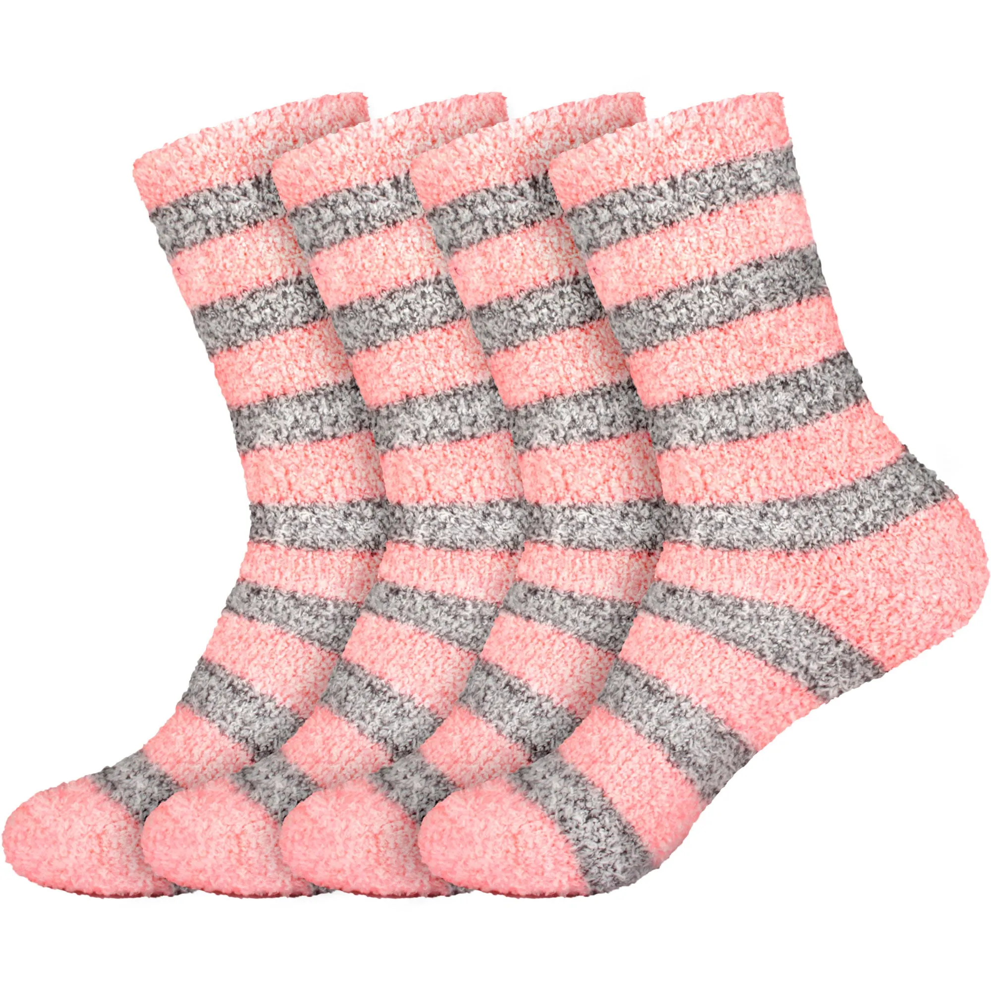 Women's Solid/Striped Two-Tone Fuzzy Socks