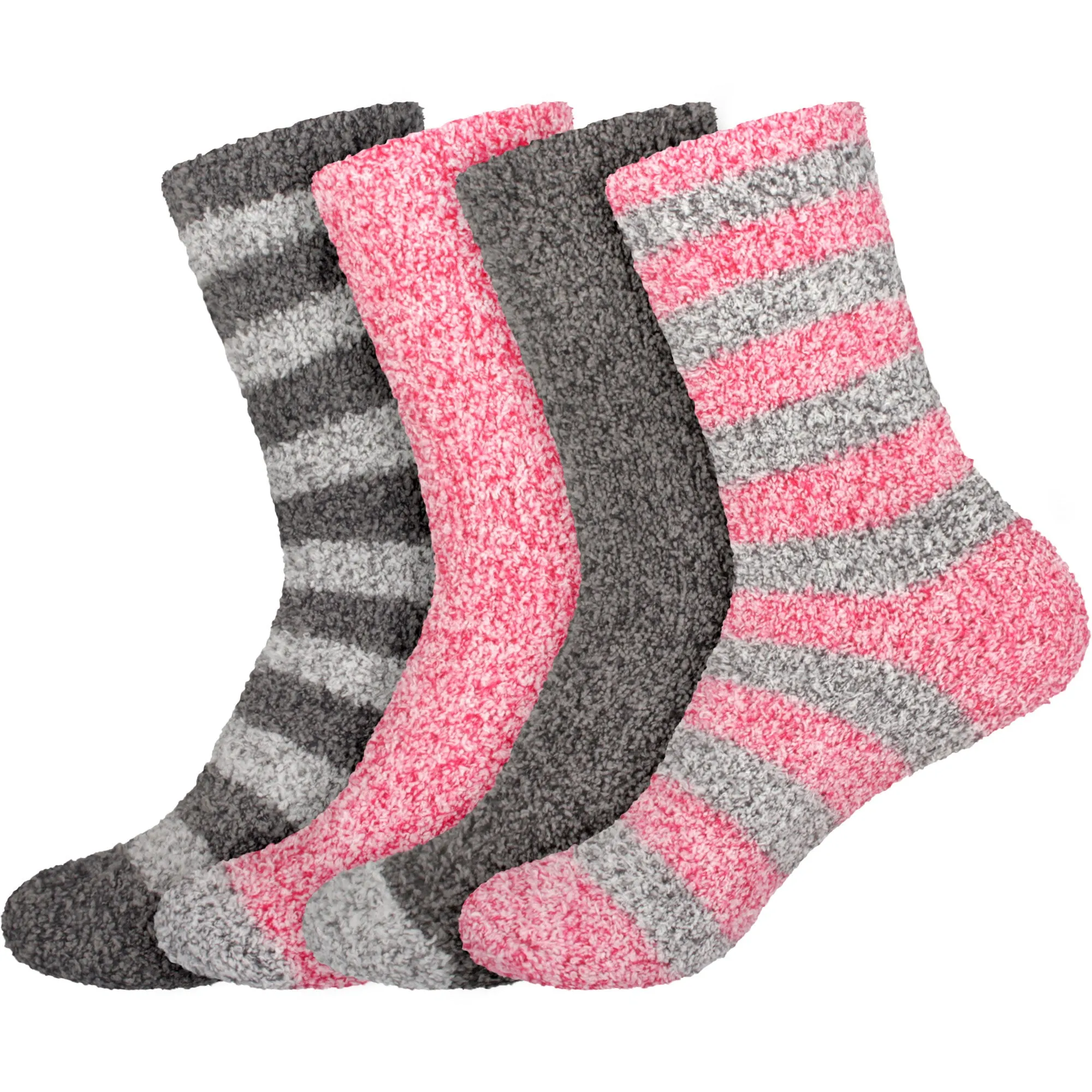 Women's Solid/Striped Two-Tone Fuzzy Socks