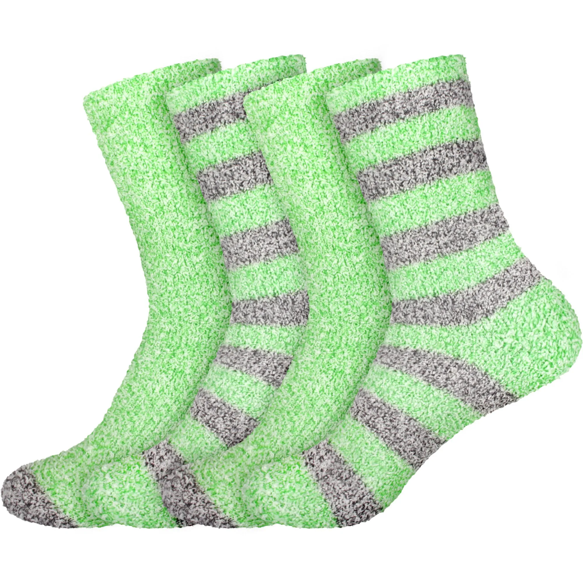 Women's Solid/Striped Two-Tone Fuzzy Socks