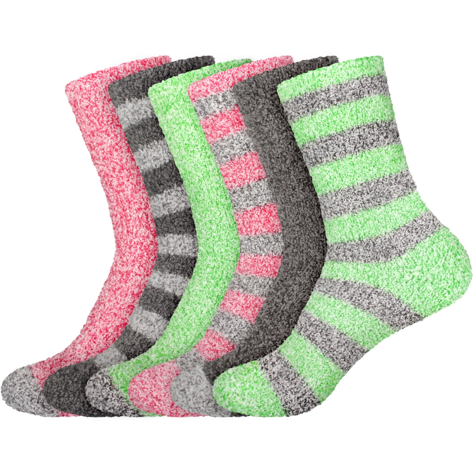 Women's Solid/Striped Two-Tone Fuzzy Socks