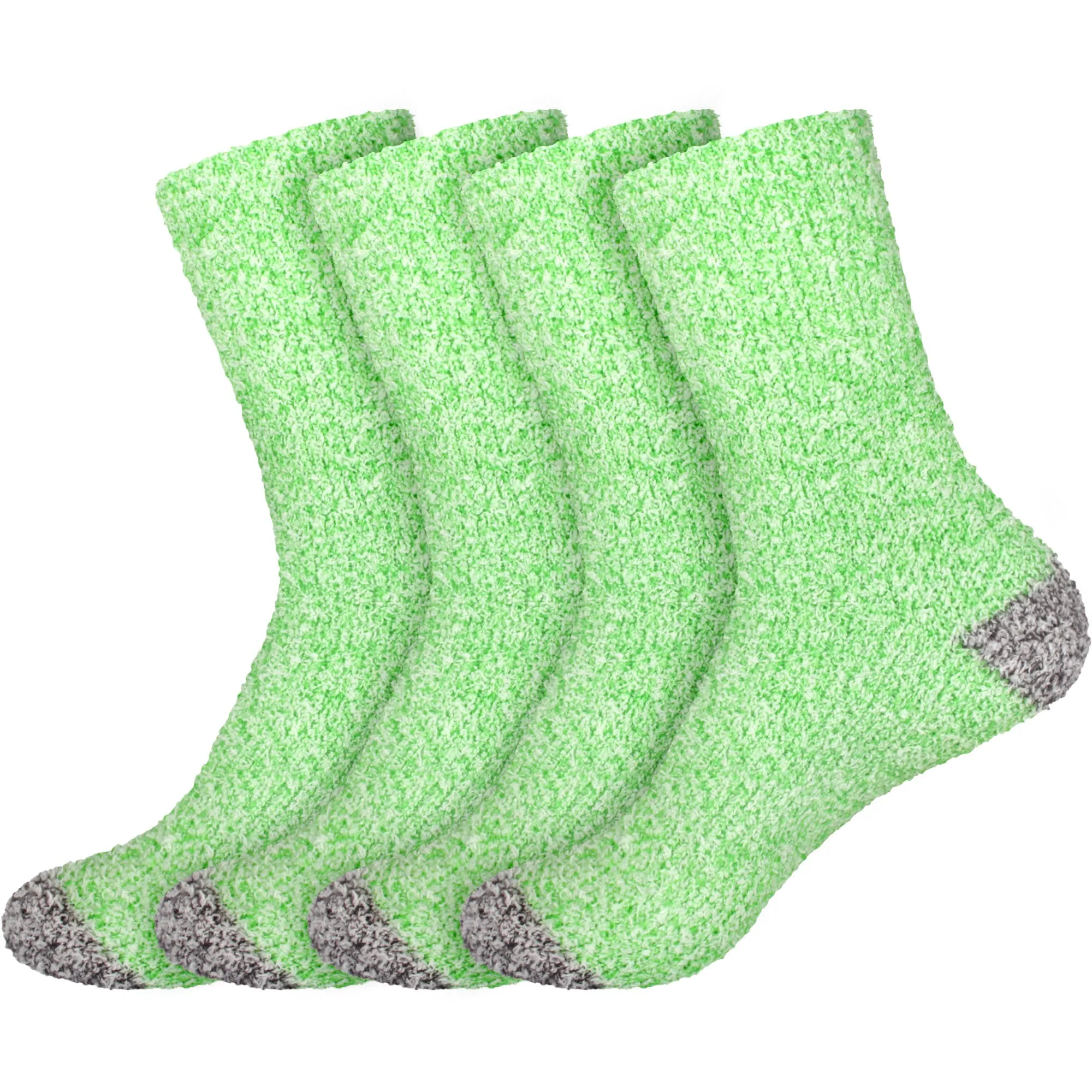 Women's Solid/Striped Two-Tone Fuzzy Socks