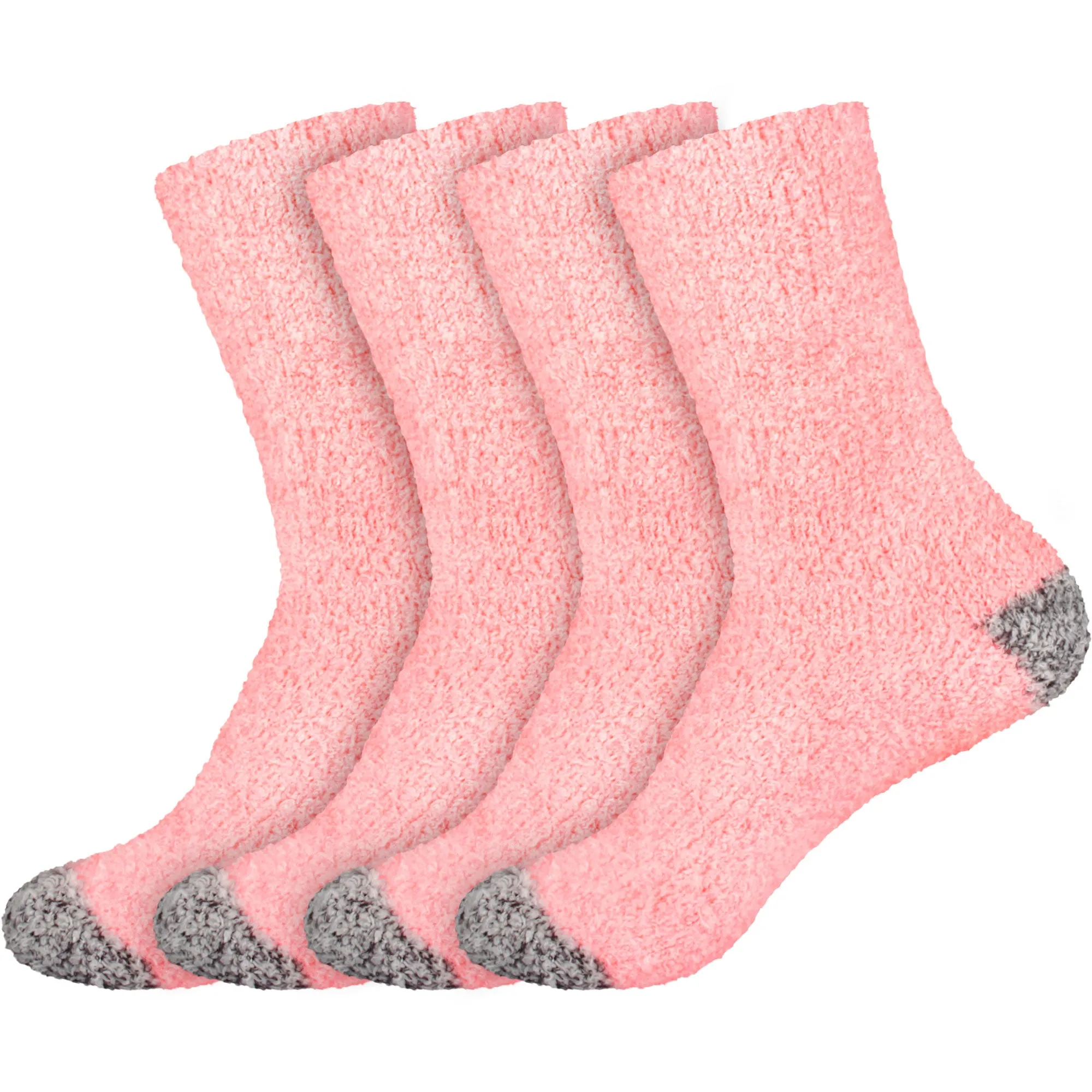 Women's Solid/Striped Two-Tone Fuzzy Socks