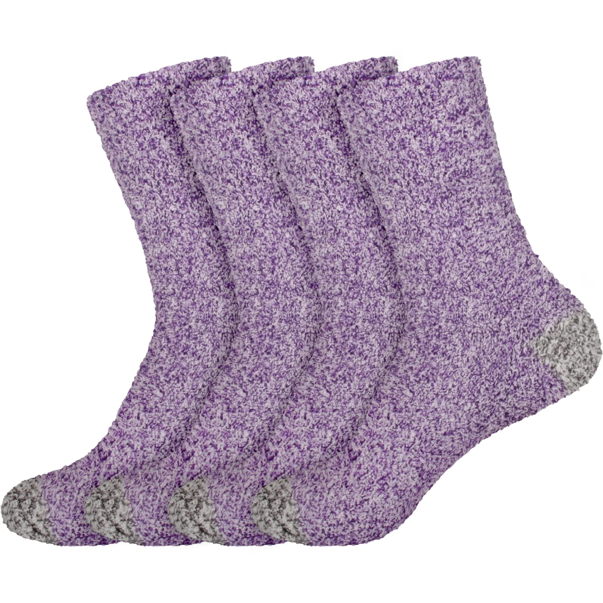 Women's Solid/Striped Two-Tone Fuzzy Socks