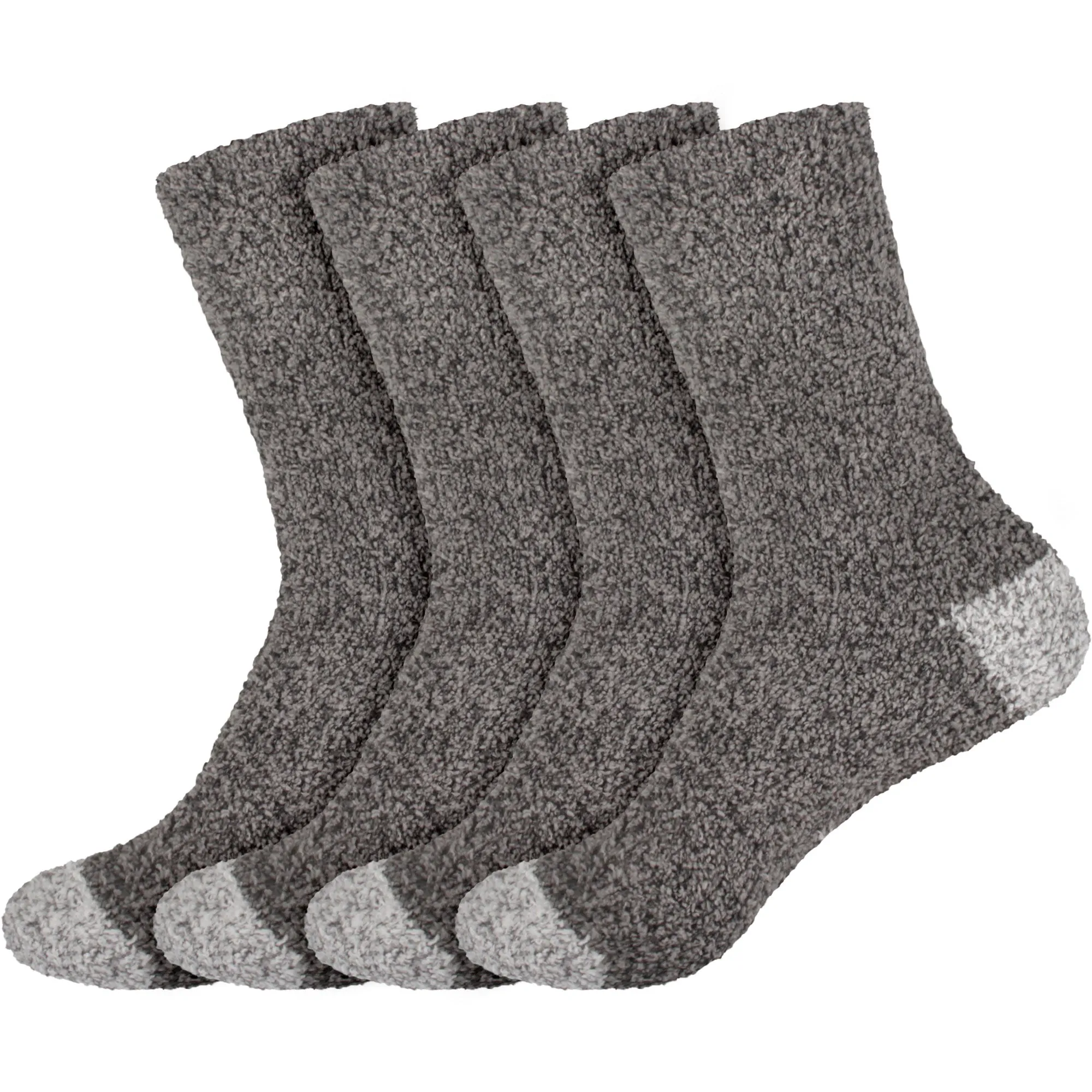 Women's Solid/Striped Two-Tone Fuzzy Socks