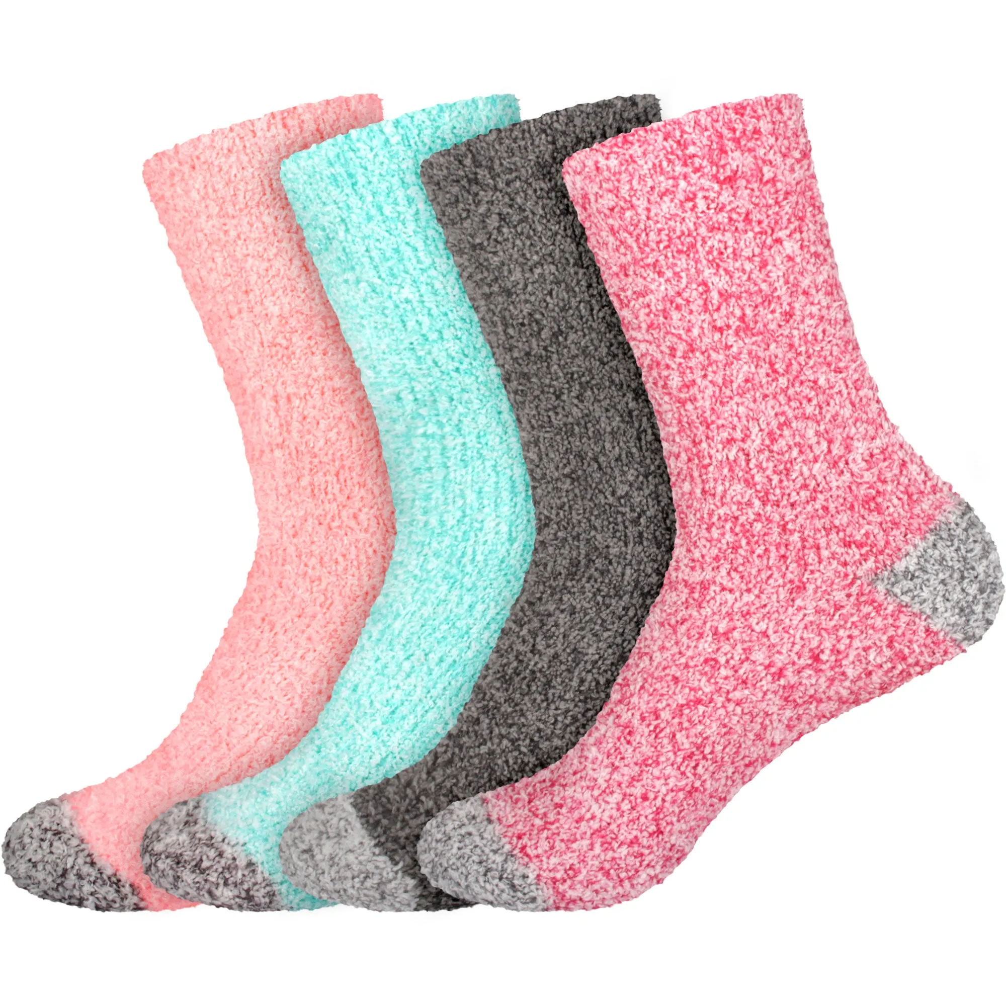 Women's Solid/Striped Two-Tone Fuzzy Socks