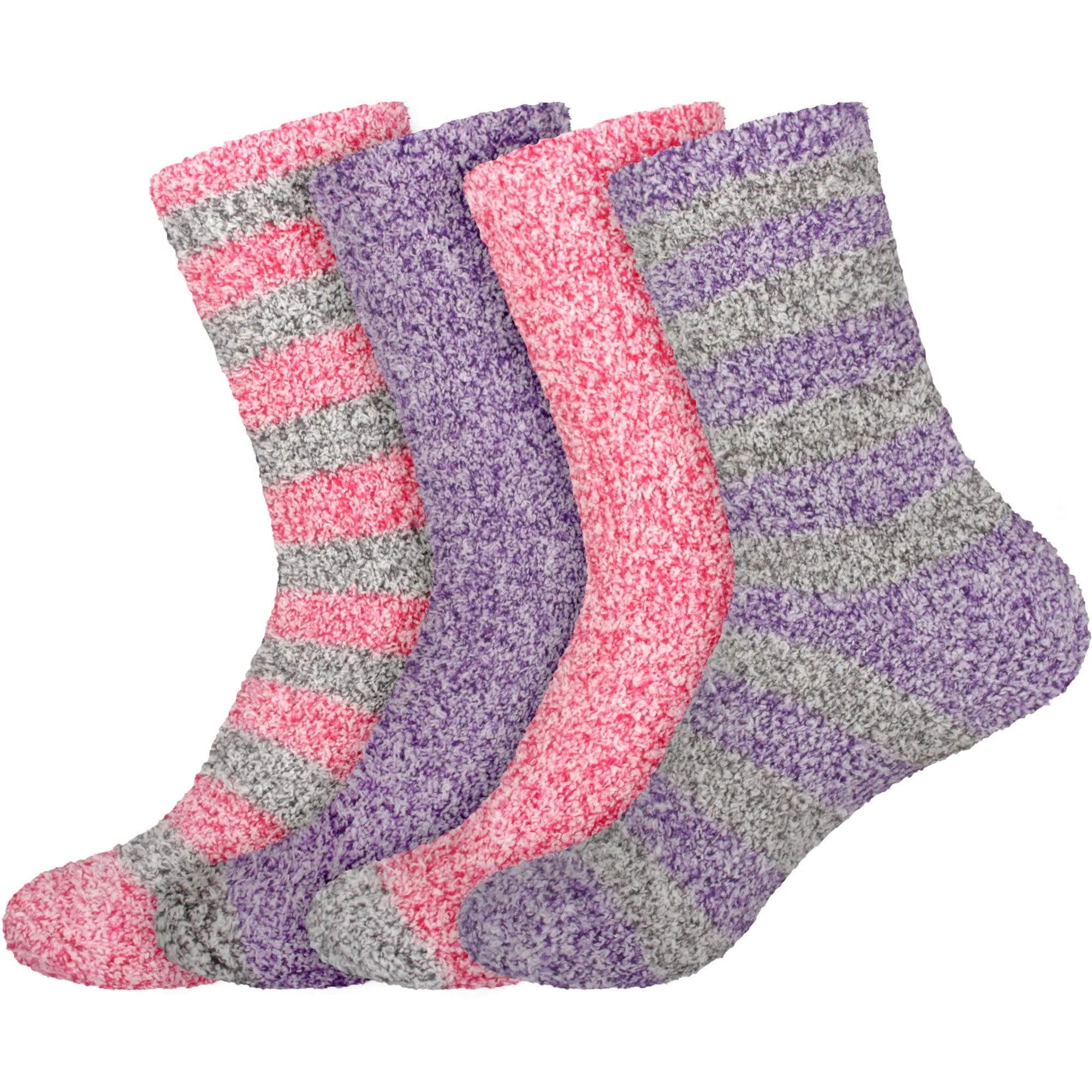 Women's Solid/Striped Two-Tone Fuzzy Socks