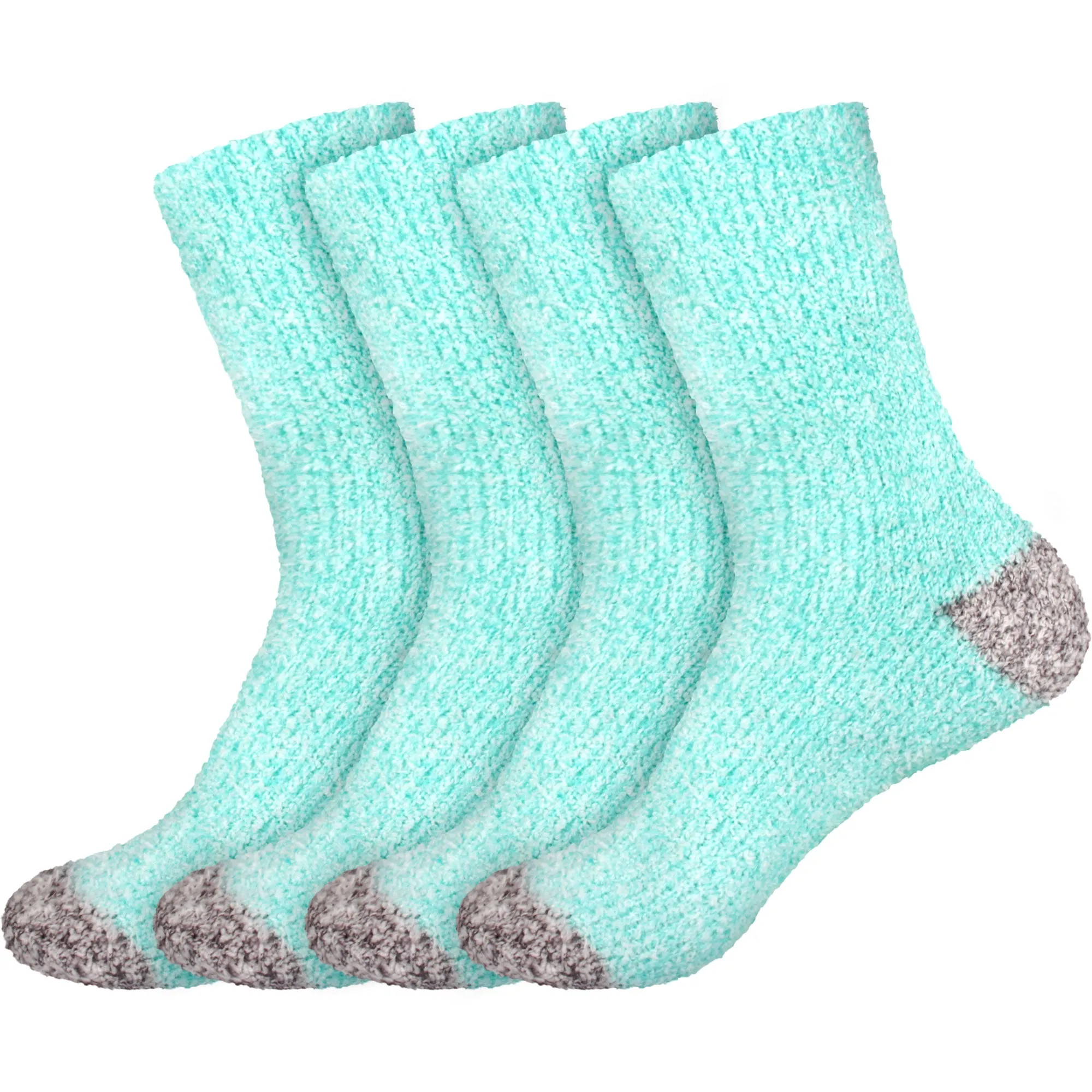 Women's Solid/Striped Two-Tone Fuzzy Socks