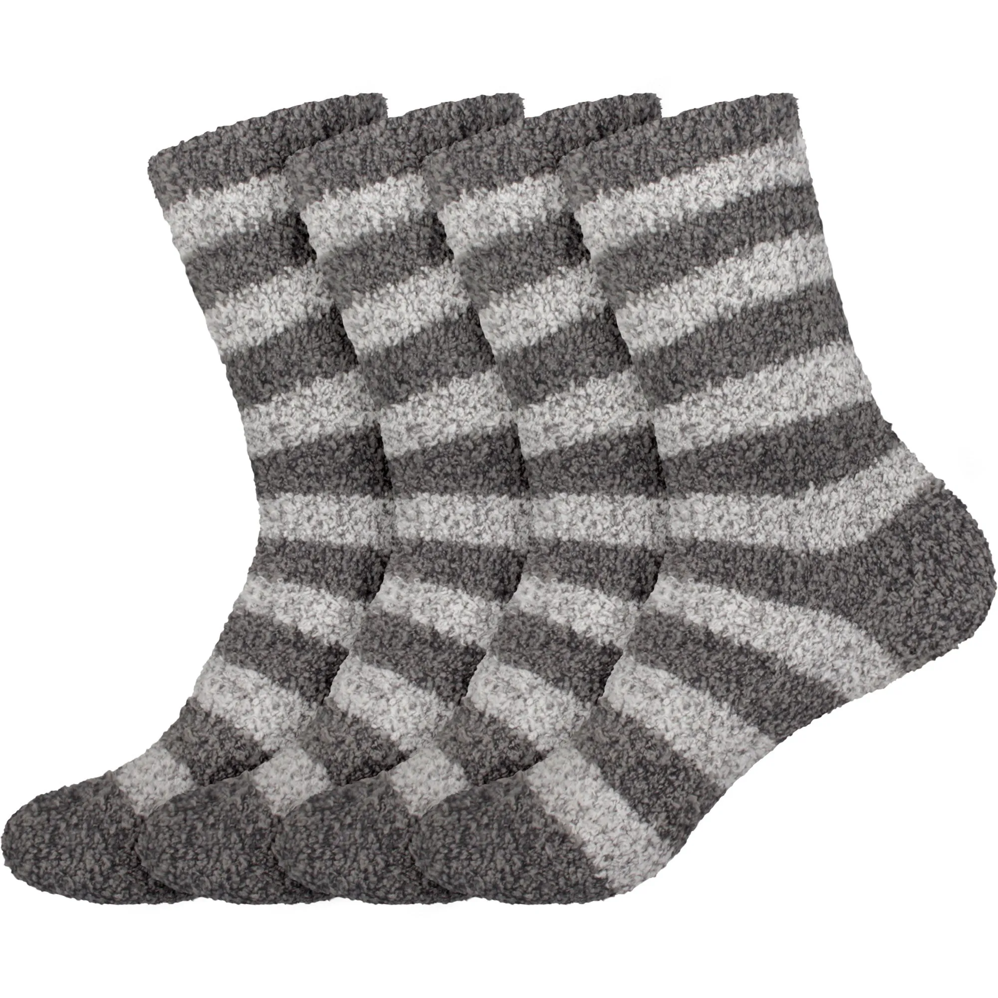 Women's Solid/Striped Two-Tone Fuzzy Socks