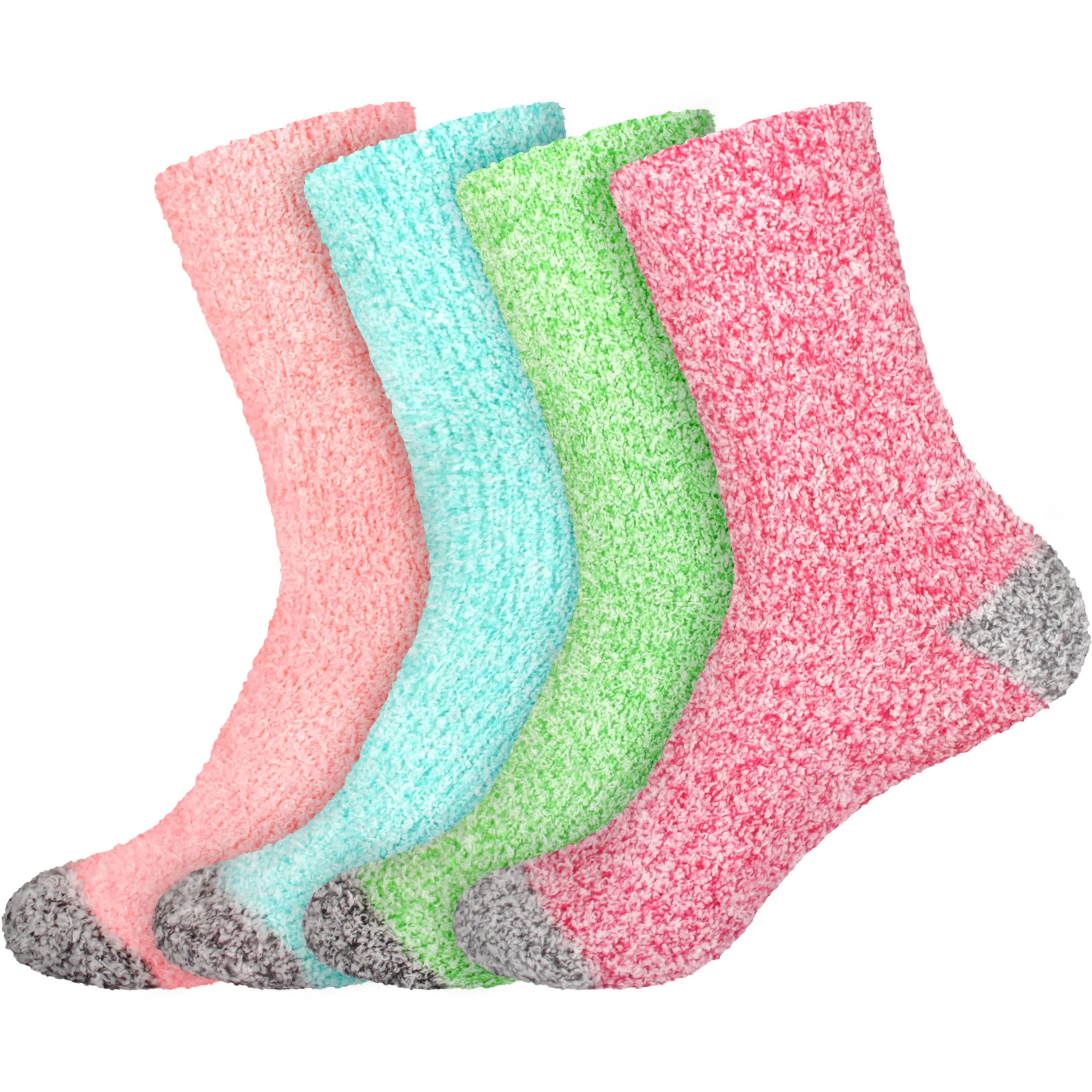 Women's Solid/Striped Two-Tone Fuzzy Socks