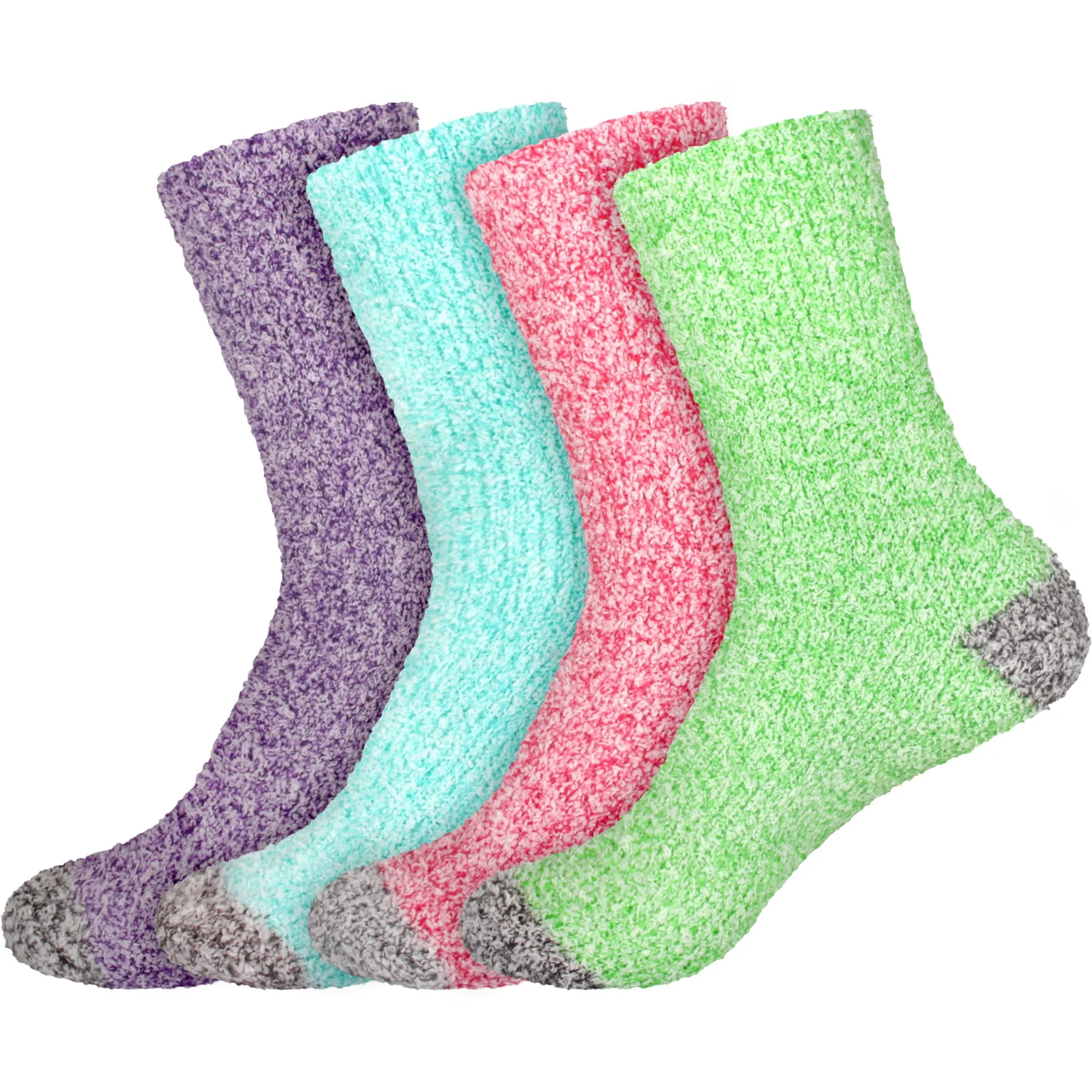 Women's Solid/Striped Two-Tone Fuzzy Socks